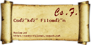 Csákó Filomén névjegykártya